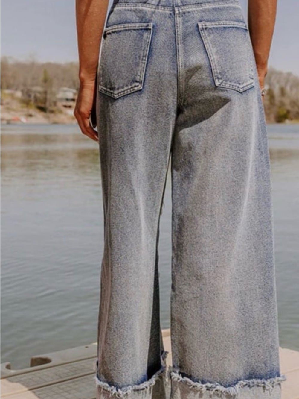 BIBI Star Denim Jeans Wide Leg 100% Cotton Women’s Large 32” Boho Y2K 90’s - Picture 3 of 8